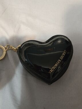 Victoria's Secret Black Patent Heart Key & Coin Holder